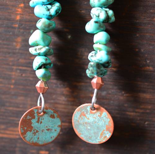turquoise and copper earrings