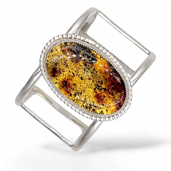 Baltic Amber in Silver Statement Cuff