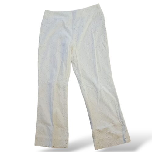 BANANA REPUBLIC White Cotton Eyelet Flared Capris
