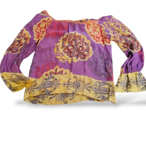 HALE BOB Off-the-Shoulder Floral Long Sleeve Blouse Purple Yellow Red Gray